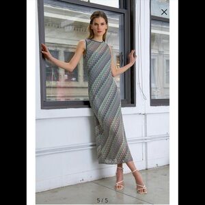 Donna Morgan NWT Keyhole Stripe Knit Crochet Sleeveless Midi Dress Size 8